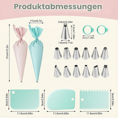 Spritzbeutel Set 2 Stk + 12 Tüllen – für Torten & Gebäck