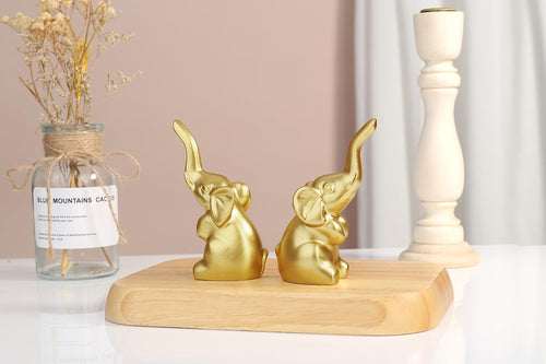 2 Stück Gold Elefant Deko Schwarz, Elefanten Deko Wohnzimmer