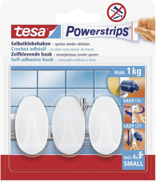Klebehaken oval, weiß, bis 1 kg