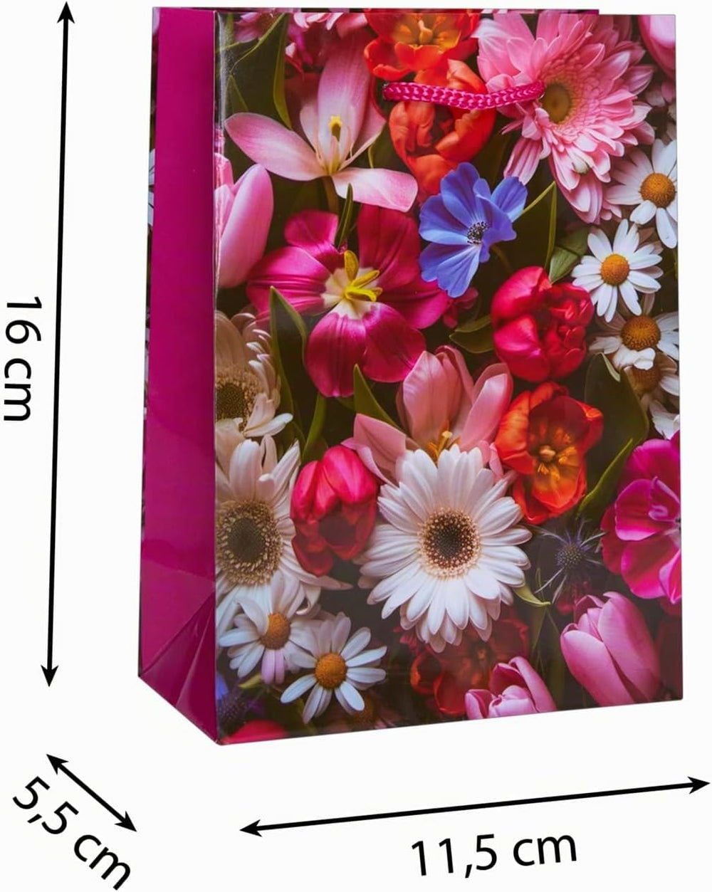 Idena Geschenktüten Classic Blumen, 10 Stück, 11,5 x 16 x 5,5 cm