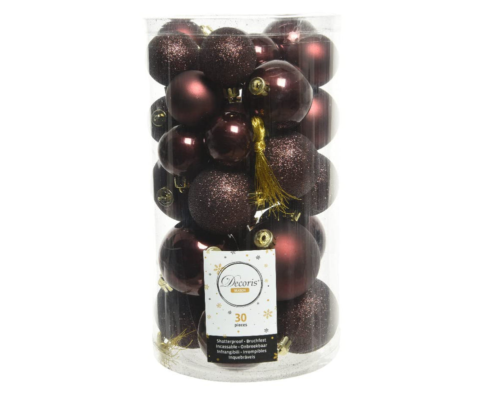 Kaemingk Weihnachtskugeln Kunststoff 4-6cm Mix 30er Set - bruchsichere Christbaumkugeln Weihnachtsbaumkugeln für Weihnachten - Christbaumschmuck & Weihnachtsbaumschmuck - Rosmarin