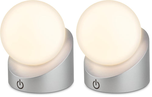BRILONER - Mini LED Tischlampe kabellos IP54 mit Touch, dimmbar in Stufen, Akku & Lichtquelle tauschbar, Nachttischlampe, Kugel, LED Lampe, Akku Tischleuchte, Outdoor Lampe, 10x8x9 cm, Holzoptik