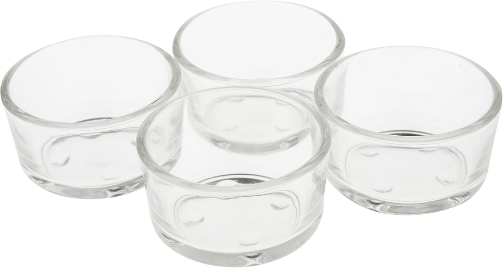 VBS 4er-Set Teelicht-Gläser klar Glas Weiß Teelichthalter Glasschälchen spülmaschinenfest