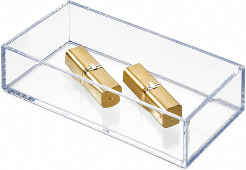 iDesign Schubladeneinsatz, kleiner Besteckkasten für Schubladen aus Kunststoff, stapelbarer Schubladentrenner für Besteck und andere Utensilien, durchsichtig, 10,2 cm x 20,3 cm