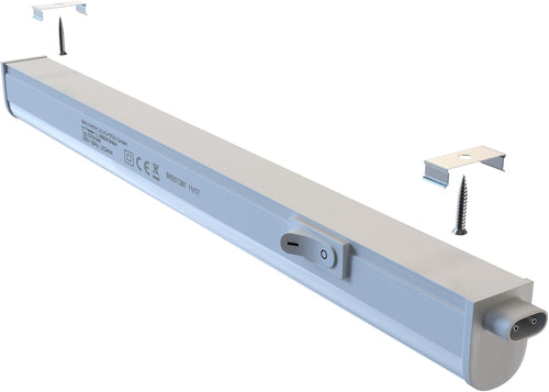 BRILONER - LED Leiste mit Ein/Aus-Schalter, neutralweiße Lichtfarbe, inkl. Steckerkabel, Unterbauleuchte Küche, LED Lichtleiste Küche, Schrankbeleuchtung, Küchenlampe, Lampe, 31,3x2,2x3 cm, Weiß