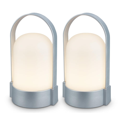BRILONER - LED Tischlampe kabellos IP44 mit Touch, dimmbar in Stufen, USB-C, Akku tauschbar, Nachttischlampe, Leselampe, LED Lampe, Campinglampe, Tischleuchte, Akku Lampe, Outdoor, 9x8x15,5 cm, blau