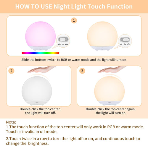 Nachtlicht Kinder,USB Aufladbare Stilllicht Baby mit RGB