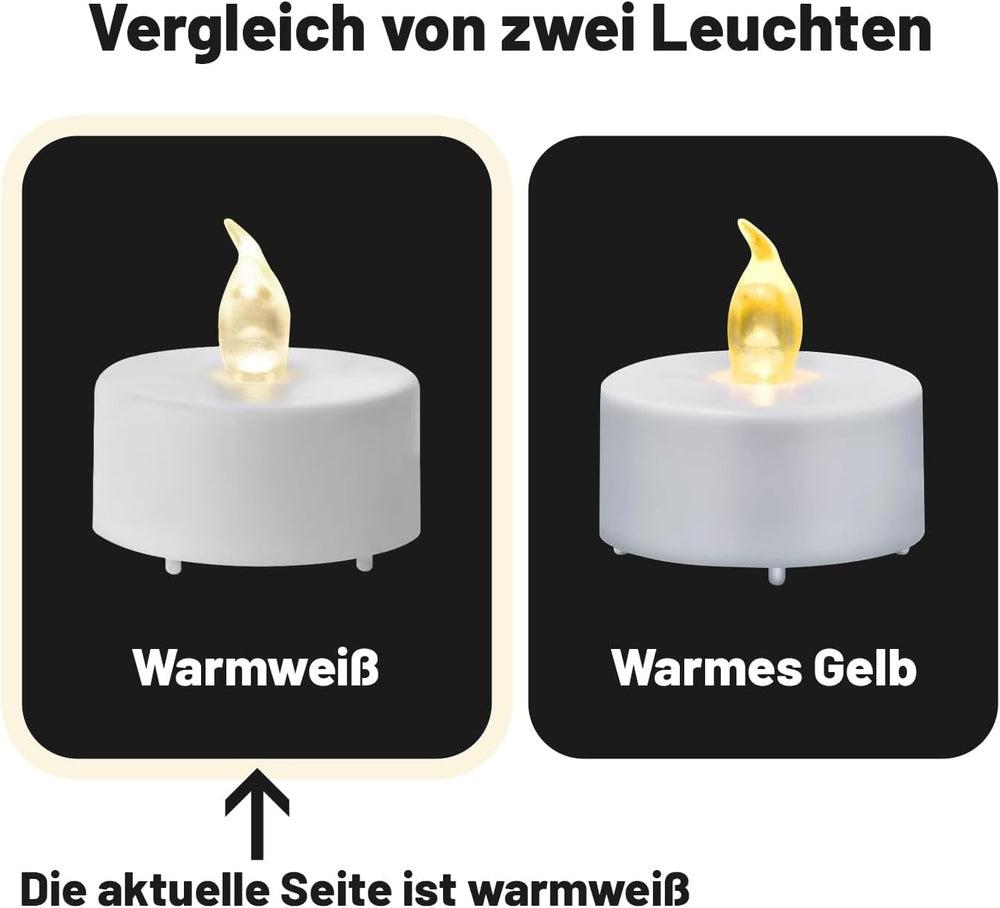 24 Stück LED Teelichter Kerzen, Batteriestart flammenlose realistische hell flackernde elektrische Kerzenlampe, Dose langlebig 200 Stunden Warmweiß, Hochzeiten, Partys ,Festivals，Wohndekoration