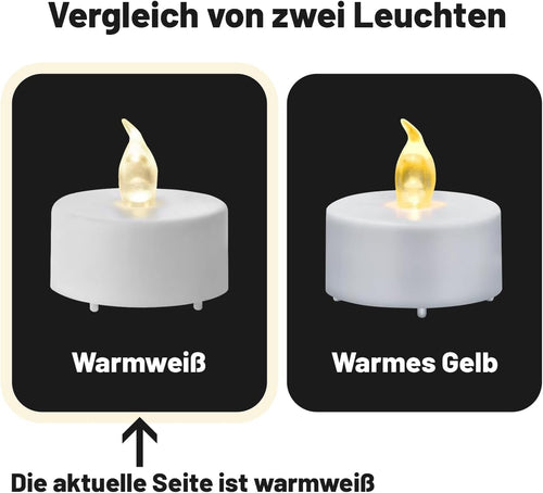 24 Stück LED Teelichter Kerzen, Batteriestart flammenlose realistische hell flackernde elektrische Kerzenlampe, Dose langlebig 200 Stunden Warmweiß, Hochzeiten, Partys ,Festivals，Wohndekoration