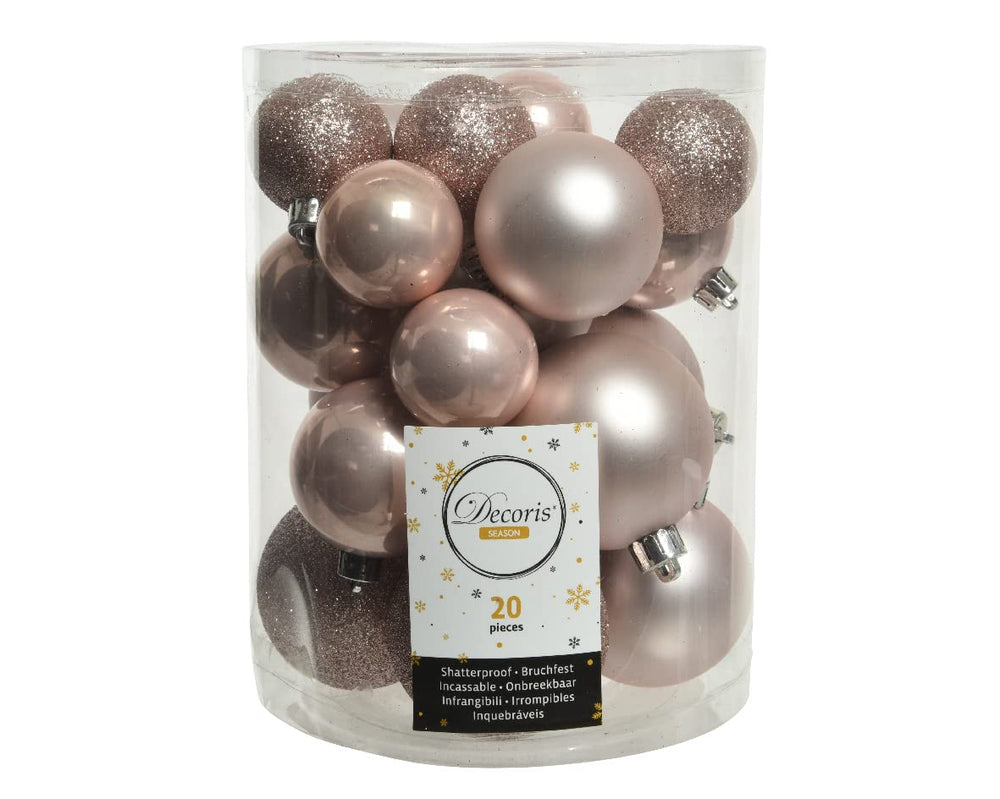 Kaemingk Weihnachtskugeln Kunststoff 4-6cm Mix 30er Set - bruchsichere Christbaumkugeln Weihnachtsbaumkugeln für Weihnachten - Christbaumschmuck & Weihnachtsbaumschmuck - Rosmarin