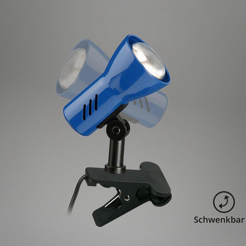 BRILONER - Schreibtischlampe mit Kabelschalter, schwenkbar, E14 Fassung, max. 40 Watt, Klemmlampe, Klemmleuchte, Nachttischlampe, Leselicht Kinder, Bürolampe, Leselampe Bett, 6,5x11,5x10,8 cm, Blau