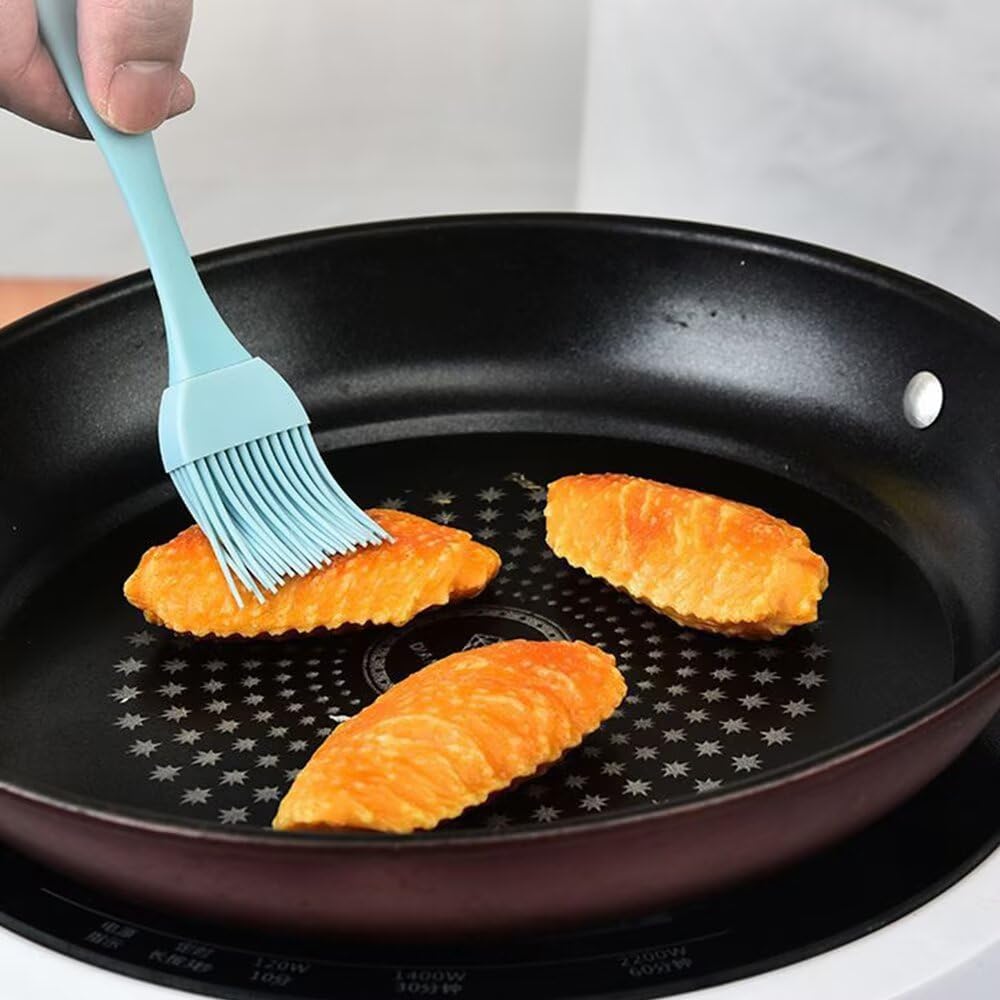 Silikon Backpinsel, 2 Stück 17cm Küche Pastry Brush, Grillbürste Pinsel, Basting Gebäckbürste, BBQ Pinsel für Grillen, Gebäck, Rühren, Backen, Kochen - Grau, Blau