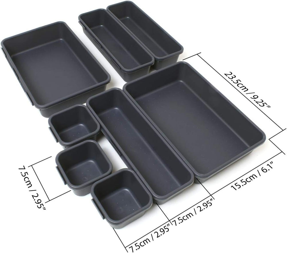 iGadgitz Home U7125 Plastik Schubladen Ordnungssystem, Schubladeneinsatz, Schubladen Organizer -Grau