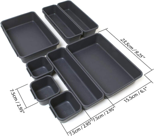 iGadgitz Home U7125 Plastik Schubladen Ordnungssystem, Schubladeneinsatz, Schubladen Organizer -Grau