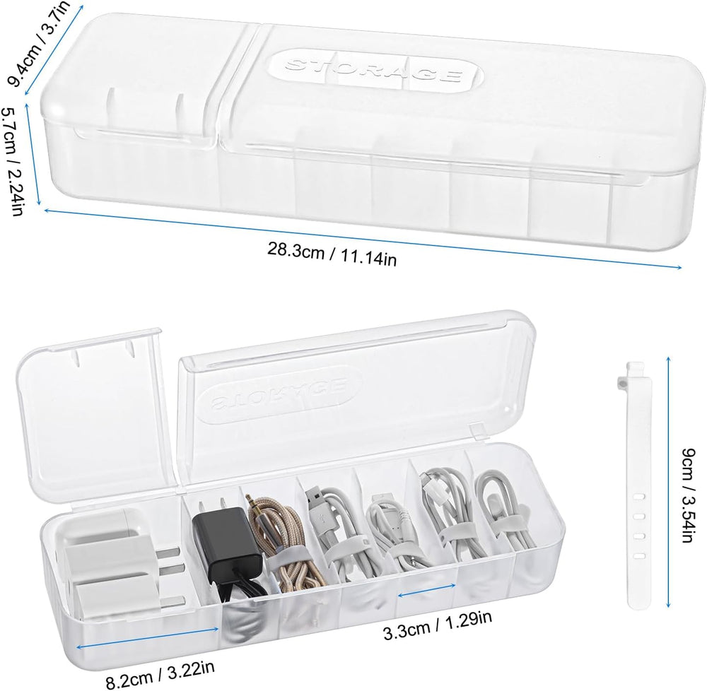 2 Stück Kabel Organizer - Kabel Organizer Box für Kabelaufbewahrung und Sortierung, Aufbewahrungsbox für Ladekabel, praktischer Kabelschutz und Kabelaufwicklung