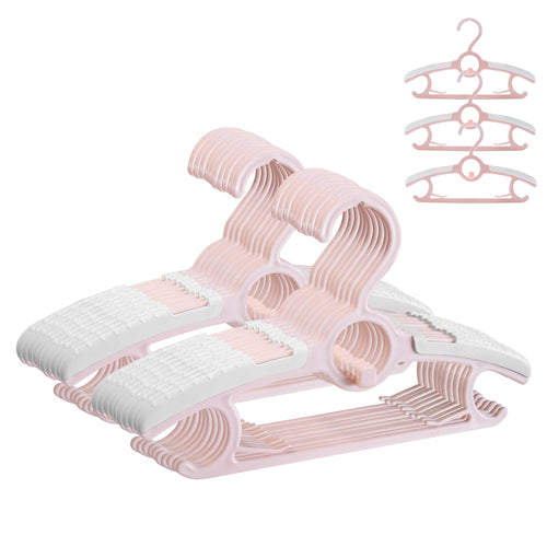 ManGotree 28 cm rutschfeste Baby-Kleiderbügel aus Samt 15 Stück Hellrosa