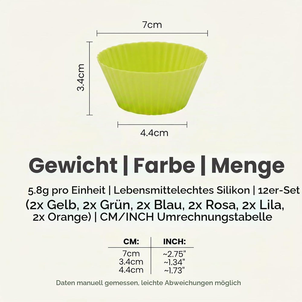 12 Stück Muffinform Silikon Muffinförmchen Silikonformen Muffin Backform