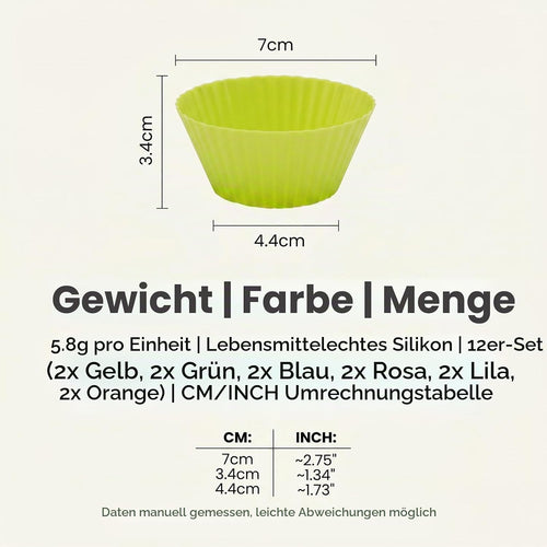 12 Stück Muffinform Silikon Muffinförmchen Silikonformen Muffin Backform