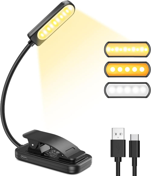 Buchlampe mit Klemme, 10 LEDs, stufenlos dimmbar