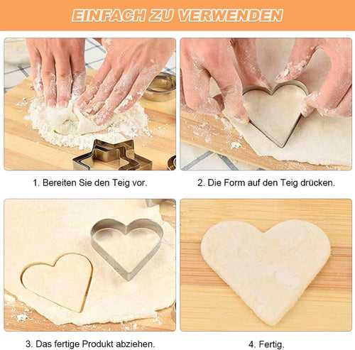 Ausstechformen Set 12 Stück Keksausstecher Edelstahl Ausstecher, Herz, Blume, Rund, Sternform Ausstechform für Keks Fondant Plätzchen
