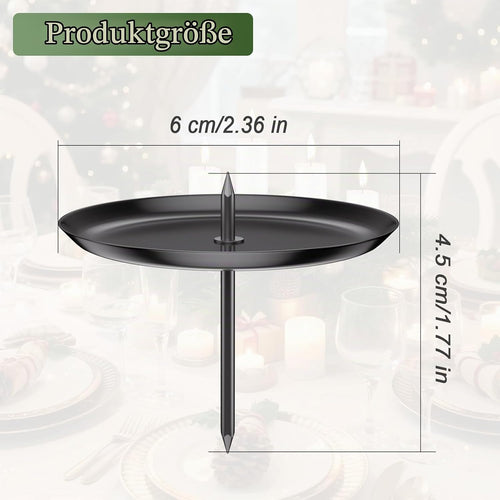Adventskranz Kerzenhalter 6cm: 4 Stück Advents Kerzenständer für Stumpenkerzen | Metall Adventskerzenhalter mit Dorn | Weihnachtskranz Deko | Schwarz