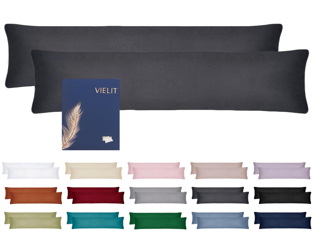 Vielit Kissenbezug 40 x 80 2pc Kopfkissenbezug Anthrazit Öko-Zertifikat