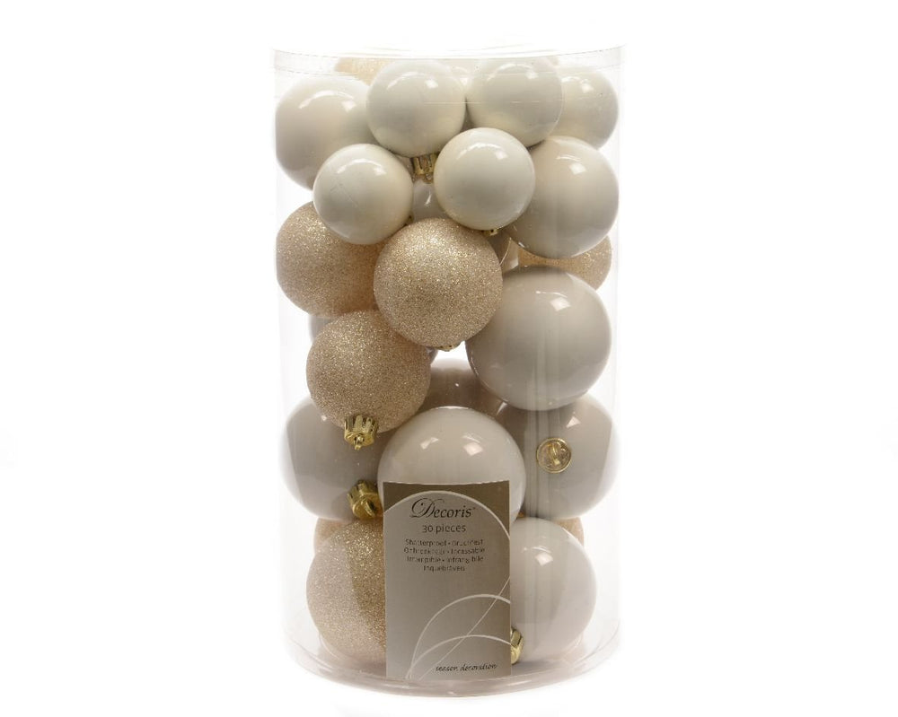 Kaemingk Weihnachtskugeln Kunststoff 4-6cm Mix 30er Set - bruchsichere Christbaumkugeln Weihnachtsbaumkugeln für Weihnachten - Christbaumschmuck & Weihnachtsbaumschmuck - Rosmarin