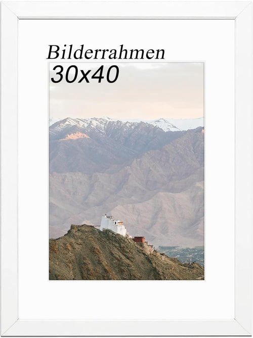 Bilderrahmen 30 x 40 cm Weiß mit Passepartout