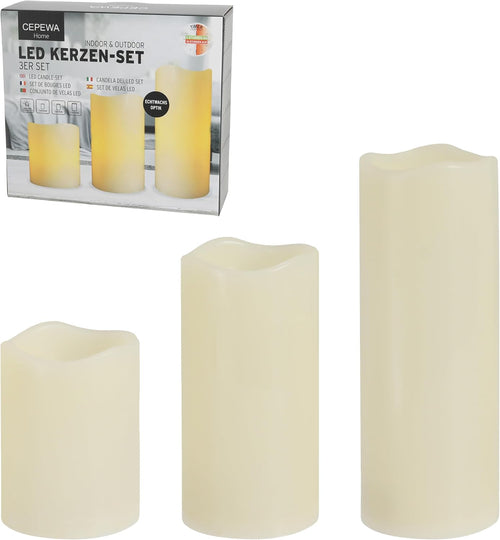Outdoor LED Kerzen in 3 Größen mit Timer, 3er Set