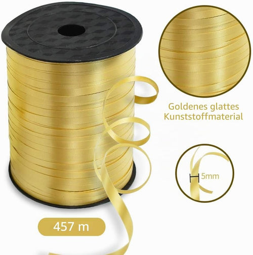 450 Meters Geschenkband Weiss - Gold 5mm Geschenkbänder luftballon schnur - luftballon band Luftballons Hochzeit Geschenkverpackung für Weihnachtsdeko, Ballonverschlüsse, Geschenkverpackung