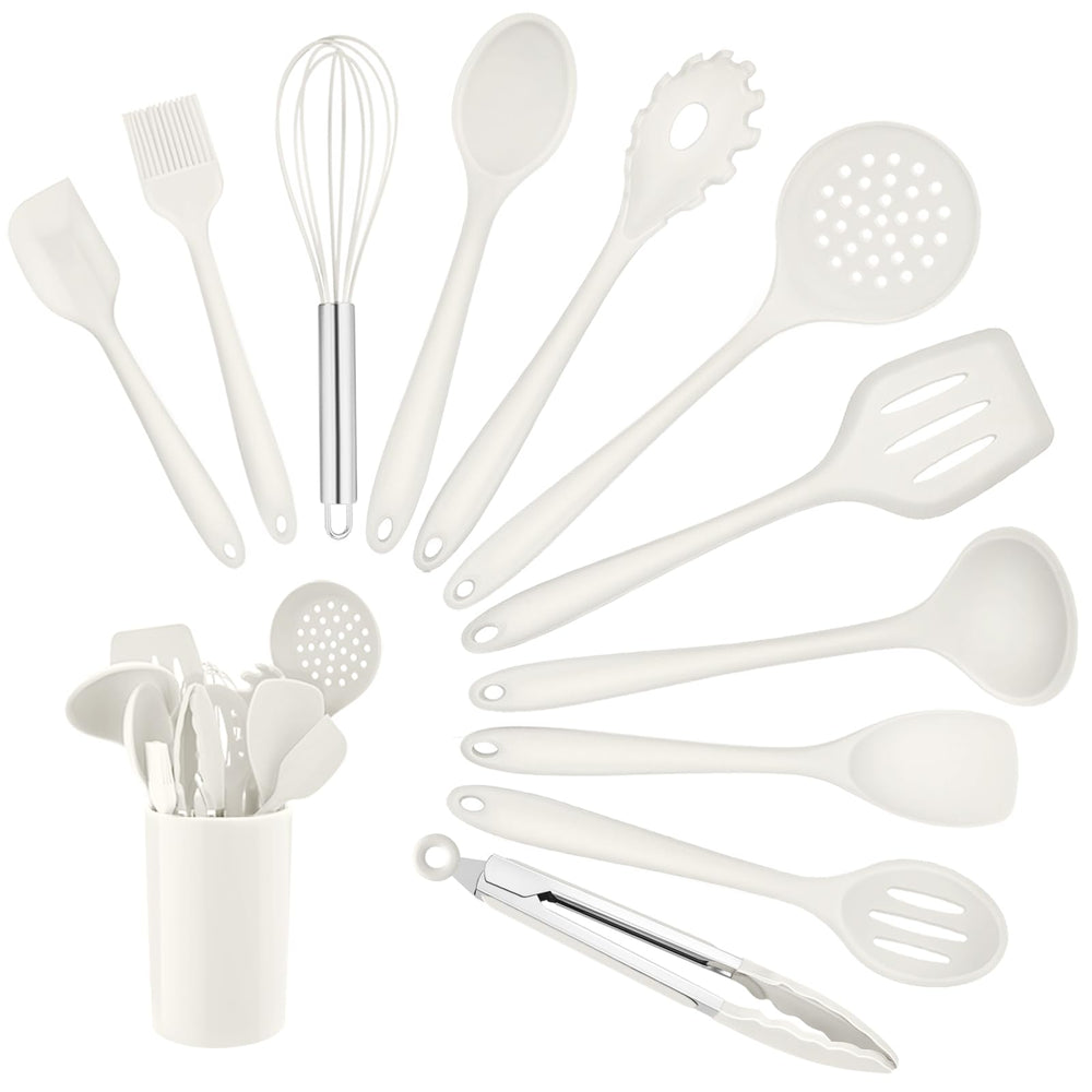 Homikit Silikon Küchenhelfer Set, 12 Stück Schwarz Kochutensilien