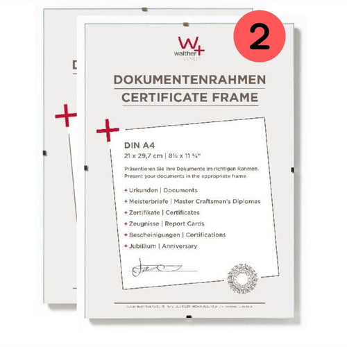 walther design Bilderrahmen Antireflexglas 21 x 29,7 cm (DIN A4) Dokumentenrahmen Rahmenlose Bildhalter RB130A