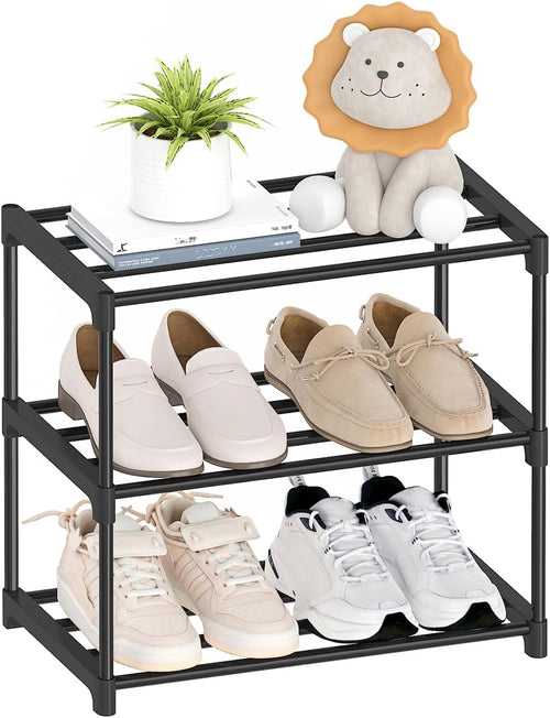 Autonomier 3-stöckiges extra kleines Schuhregal (41,4 cm breit), schmales stapelbares Schuhregal für Kinder, Kleinkind, Erwachsene, leichter Schuhregalständer für Schrank, Wohnheim