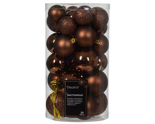 Kaemingk Weihnachtskugeln Kunststoff 4-6cm Mix 30er Set - bruchsichere Christbaumkugeln Weihnachtsbaumkugeln für Weihnachten - Christbaumschmuck & Weihnachtsbaumschmuck - Rosmarin