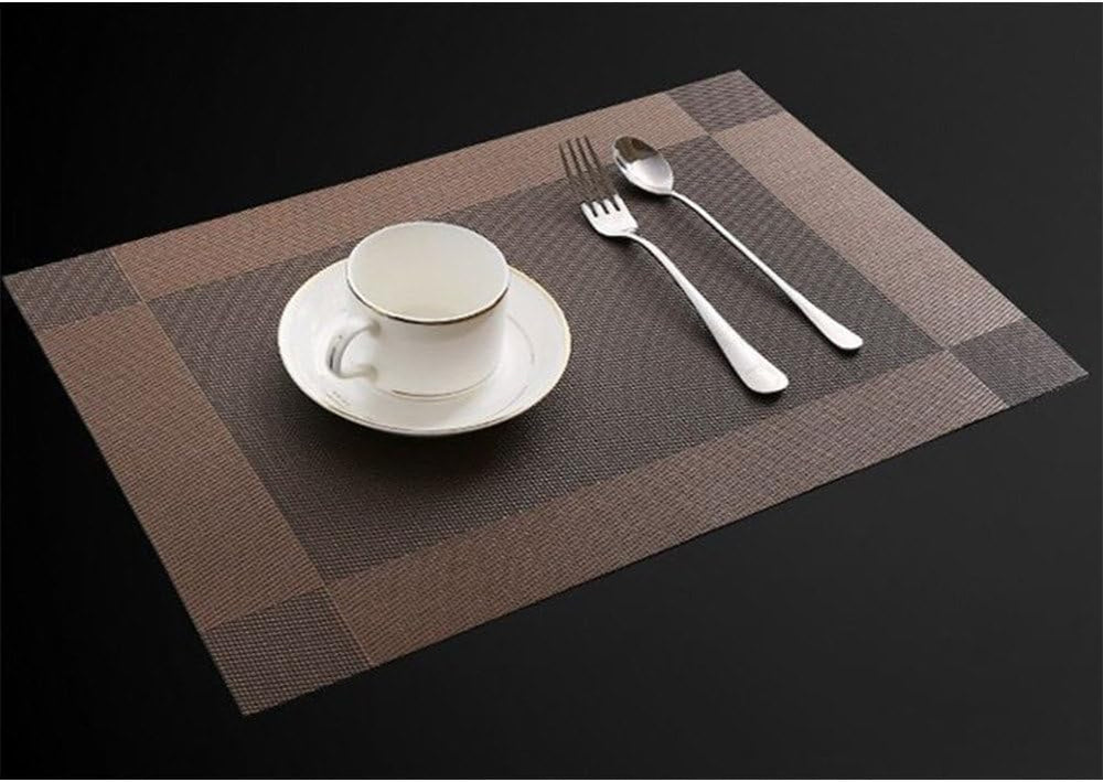 Platzdeckchen Rutschfest Abwaschbar Tischmatten aus PVC Abgrifffeste Hitzebeständig Tischsets Schmutzabweisend, 6er Set Platzsets, 30x45cm, Braun