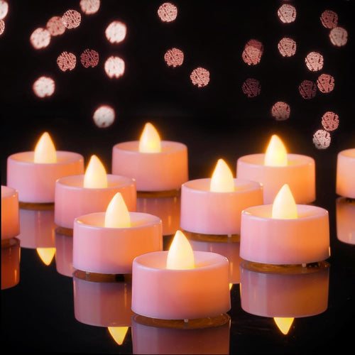 AMAGIC Flammenlose Led Teelicht batterie, 12er,warmweiß Licht, Wachshülle