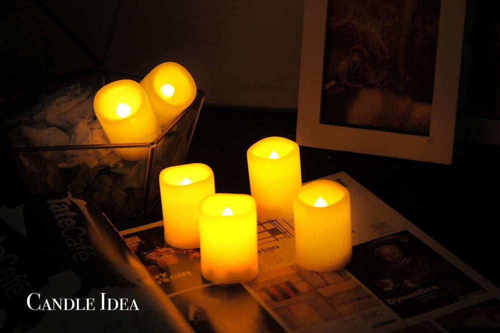 Flammenlose flackernde LED-Votiv-Teelichter mit Timer, batteriebetrieben, 6 Stunden an und 18 Stunden aus pro Zyklus, LED-Teelichter für Halloween-Kürbis, Weihnachten und Außendekoration