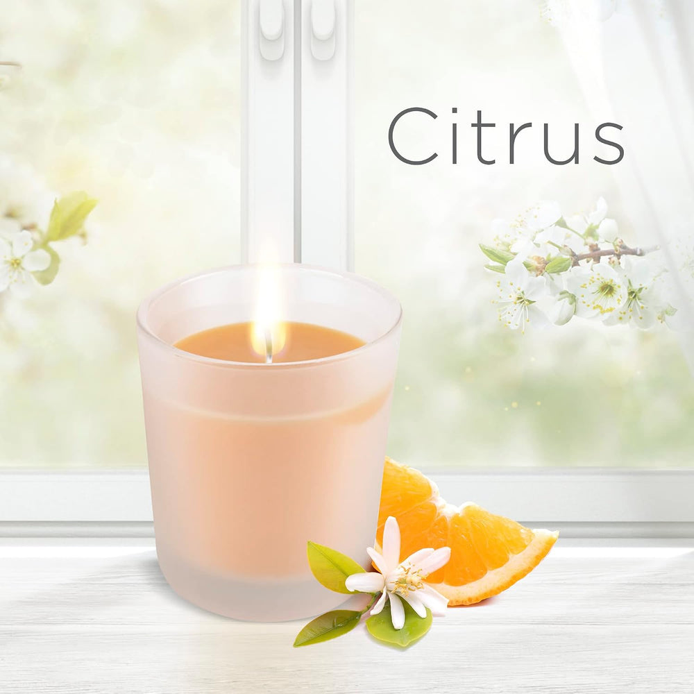 Air Wick Wohlfühl-Duftkerze XL im Glas – Duft: Citrus – Bis zu 40 Stunden Brenndauer – Enthält natürliche ätherische Öle – 220 g Duftkerze