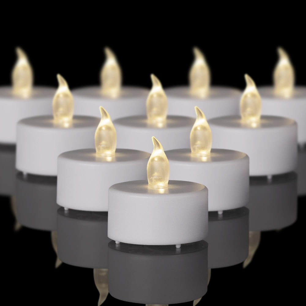24 Stück LED Teelichter Kerzen, Batteriestart flammenlose realistische hell flackernde elektrische Kerzenlampe, Dose langlebig 200 Stunden Warmweiß, Hochzeiten, Partys ,Festivals，Wohndekoration