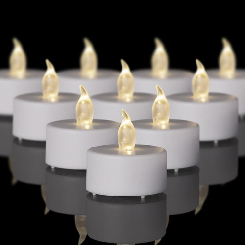 24 Stück LED Teelichter Kerzen, Batteriestart flammenlose realistische hell flackernde elektrische Kerzenlampe, Dose langlebig 200 Stunden Warmweiß, Hochzeiten, Partys ,Festivals，Wohndekoration