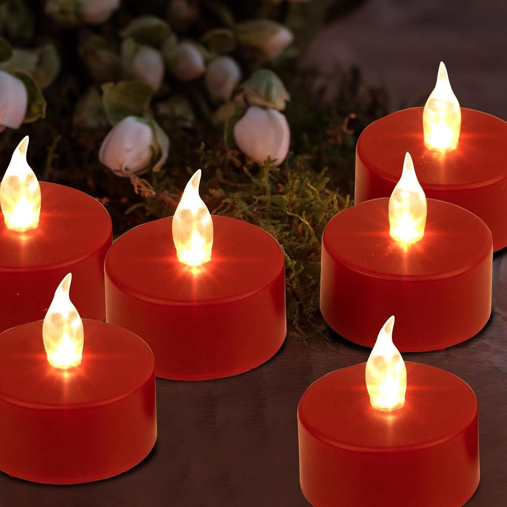 Nancia batteriebetriebene flammenlose Teelichter, realistisch hell flackernde elektrische Kerzenlampe im 24er-Pack, langlebige 100 Stunden warme gelbe Glühbirne, geeignet für Festival, Party, Heimdeko