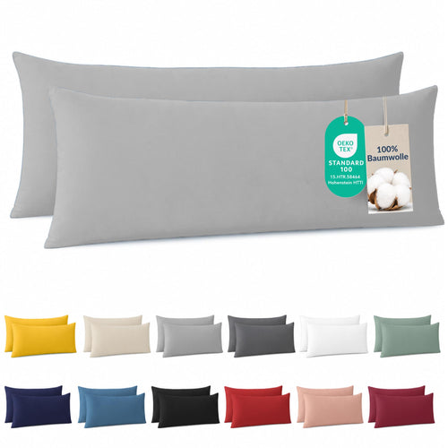 Dreamzie - Kissenbezug 40x40cm - 2er Set - 100% Baumwolle - Anthrazit