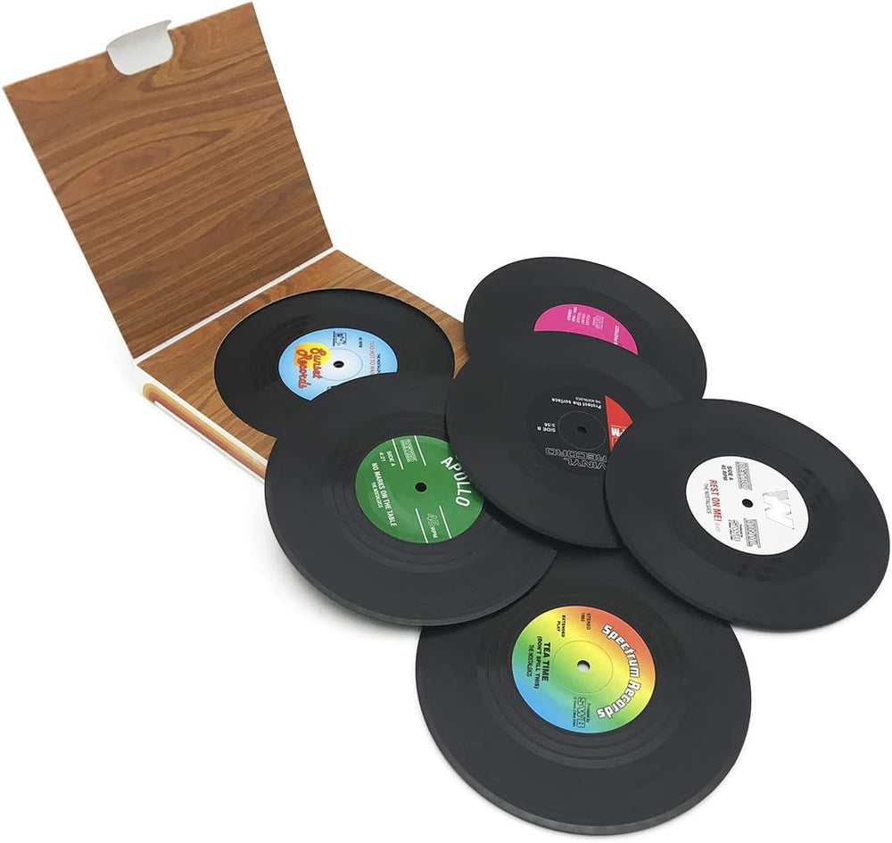 6 Stück Retro CD-Schallplatten-Untersetzer für Kaffee, Getränke, Geschirr, rutschfeste Untersetzer