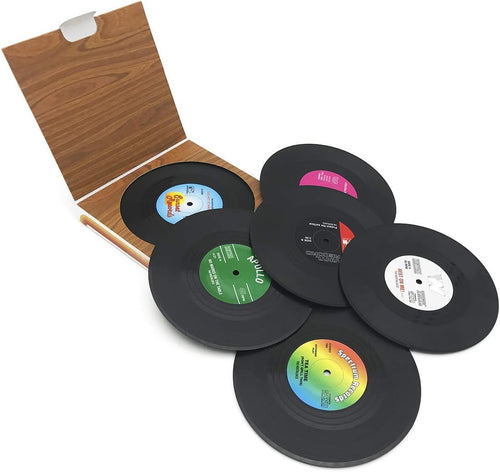 6 Stück Retro CD-Schallplatten-Untersetzer für Kaffee, Getränke, Geschirr, rutschfeste Untersetzer