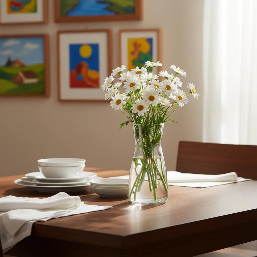 20CM Kleine Vasen Deko für Tischdeko, Mit Dichtstopfen für Küchencontainer, Modern Blumenvase Glas, Mini Vase Tulpen Setals Hochzeitsdekoration für Tische. (Clear, 19.8cm)
