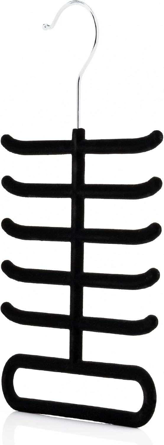 Hangerworld - Samt Bepflockte Accessoires Bügel für Krawatten, Schals, Gürtels - Schwarz - 28cm