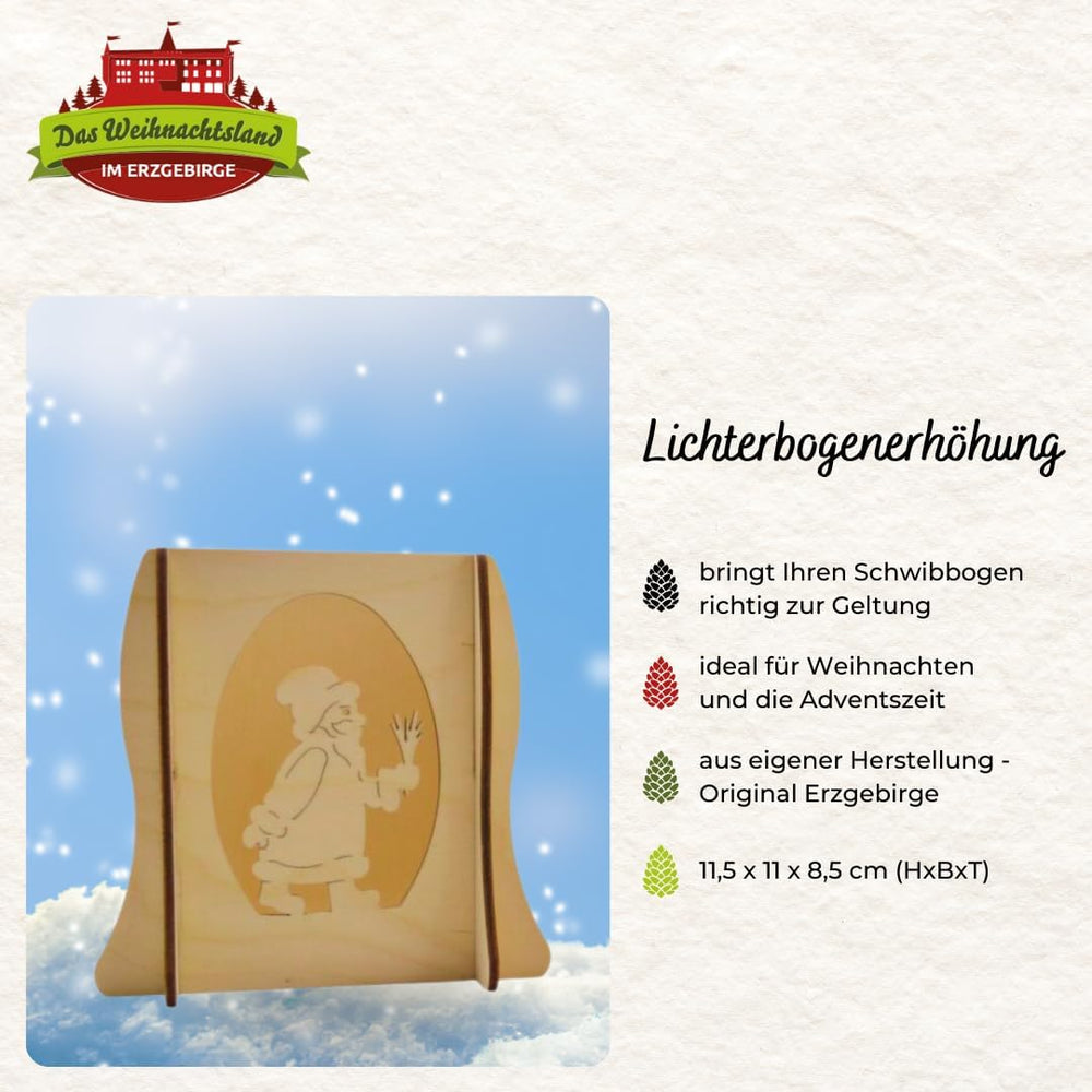 Lichterbogenerhöhung aus Holz 2er-Set – Motiv Weihnachtsmann