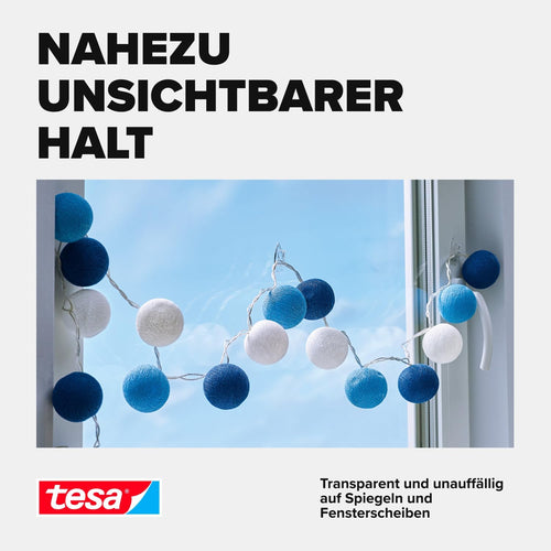 tesa Deko Haken für transparente Oberflächen und Glas - 1 x 2 Haken