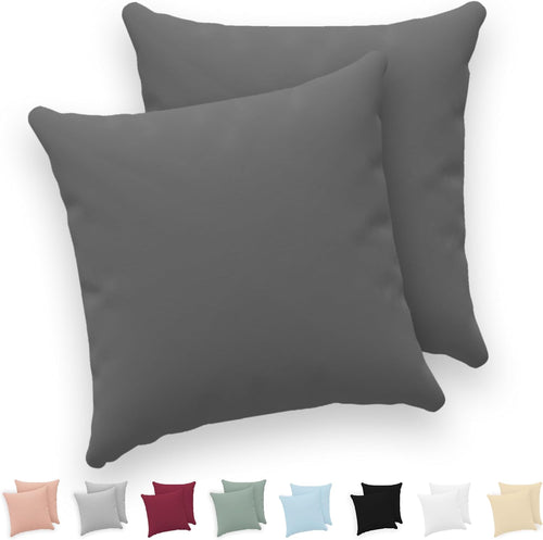 Baumwoll Kissenbezug 40 x 40 cm, 2er Set, anthrazit