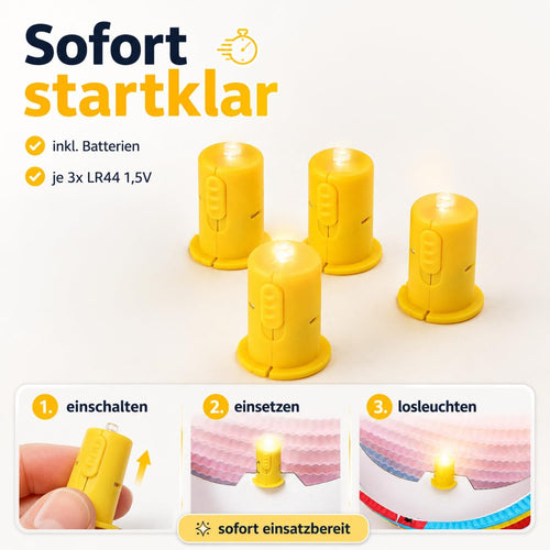 com-four® 4x LED Deko-Licht für Papierlaternen, LED-Teelichtersatz